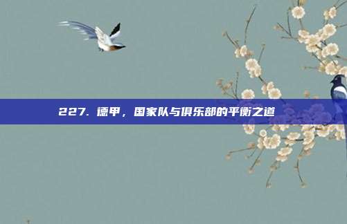 227. 德甲，国家队与俱乐部的平衡之道 ⚖️