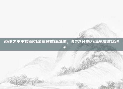 内线之王王哲林引领福建篮球风潮，522分助力福建高歌猛进💥